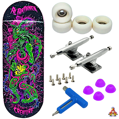Fingerboard Premium Custom 34mm - Creature Purple - Trucks Leefai G4 - Rodas Urethane PRO 65D