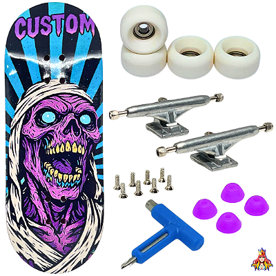Fingerboard Premium Custom 34mm - Zombie #2 - Trucks Leefai Dynamics II - Rodas Urethane PRO 65D