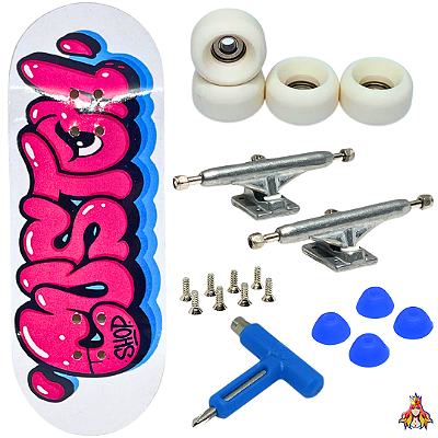 Fingerboard Premium Custom 34mm - Custom Grafitti - Trucks Leefai Dynamics II - Rodas Urethane PRO 65D