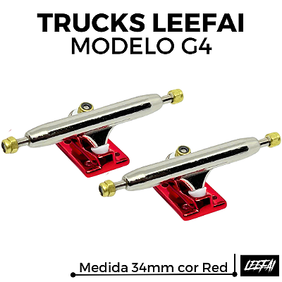 Trucks Leefai G4 34mm cor Silver & Red (Nova Geração V3 Leefai)