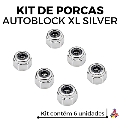 Kit 6 Porcas Custom Auto Block - XL Edition cor Silver