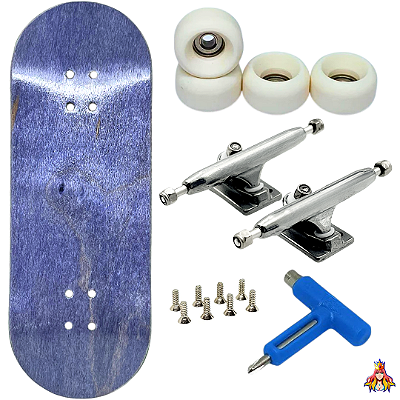 Fingerboard Premium Soldier Bar Blue - Trucks Leefai G4 Raw - Rodas Urethane PRO 65D