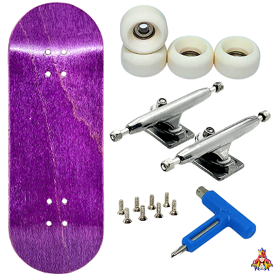 Fingerboard Premium Soldier Bar Purple - Trucks Leefai G4 Raw - Rodas Urethane PRO 65D