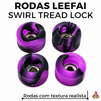 Kit de Rodas Leefai Swirl modelo "TreadLock" 80D cor Purple