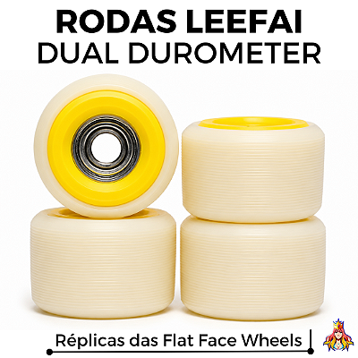 Rodas Leefai modelo ''Dual-Durometer'' cor Off-White & Yellow