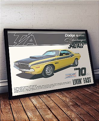 Quadro/Pôster Dodge Challenger T/A '70