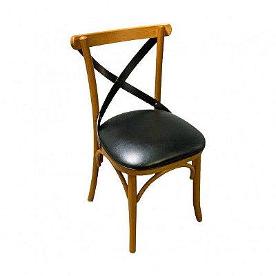 Cadeira Design X Estofada - Amêndoa/Preta - Alto Padrão Móveis.