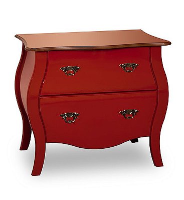 Cômoda Bombe 02 Gavetas - Vermelho/Imbuia - Alto Padrão Móveis.