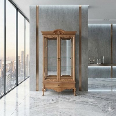 Cristaleira Entalhada 02 Portas - Imbuia - Alto Padrão Móveis.