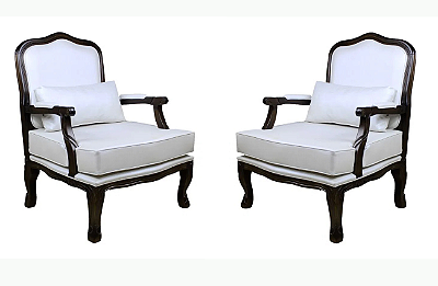 Conjunto 02 Poltronas King Lisa - Tabaco/Branco - Alto Padrão Móveis.