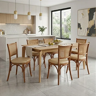 Conjunto 6 Cadeiras Doha - Mel - Alto Padrão Móveis.