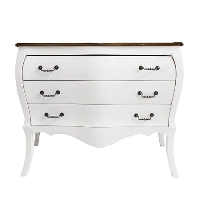 Cômoda Lyon Frente Abaulada - Branco/Cappuccino - Alto Padrão Móveis.