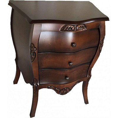 Mesa de Cabeceira Lyon Entalhada - Imbuia - Alto Padrão Móveis.