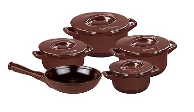 Conjunto Caçarola Duo+ Grande 5 Peças - Chocolate - Ceraflame.