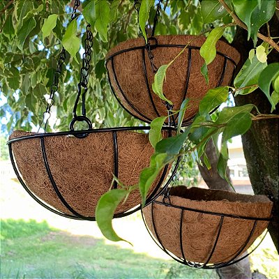 Vaso para Plantas de Fibra de Coco Suspenso com Corrente