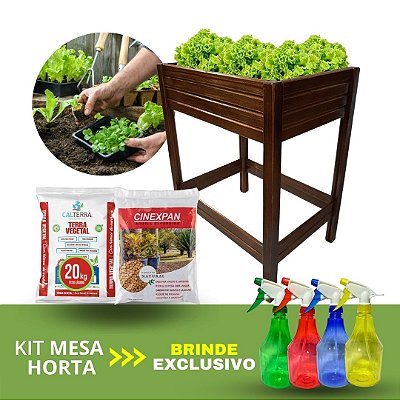 Kit Jardinagem Completa Mesa Vaso Terra Argila Horta Jardim