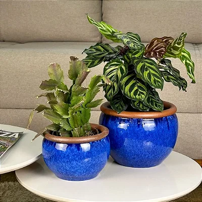 Kit 2 Vasos para Planta Cerâmica Cachepot Decorativo Interno