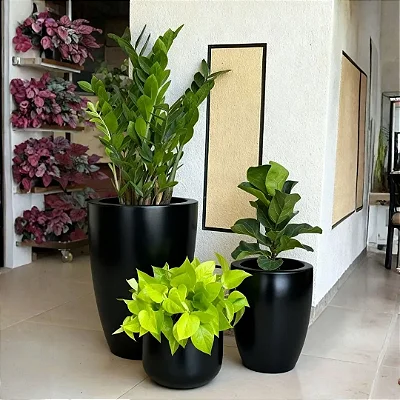 Kit 3 Vasos Polietileno Para Plantas Decorativo Cone Bacia