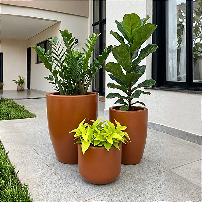 Kit 3 Vasos Polietileno Para Plantas Decorativo Cone Bacia