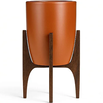 Suporte de Madeira Alto Para Vaso Pequim Mini Cor Café