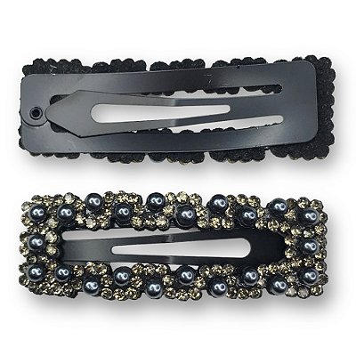 Presilha Serena | Presilha Cinza com strass e pérolas.