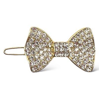 Presilha Angela | Presilha de cabelo em laço dourada com strass