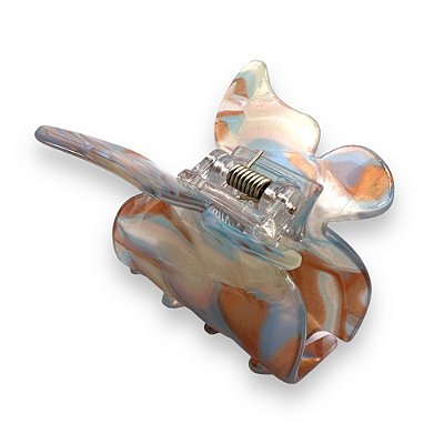 Piranha borboleta | Piranha de acetato com formato de borboleta azul, dourada e branca
