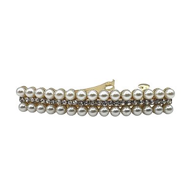 Presilha Florença | Fivela dourada com strass e pérolas