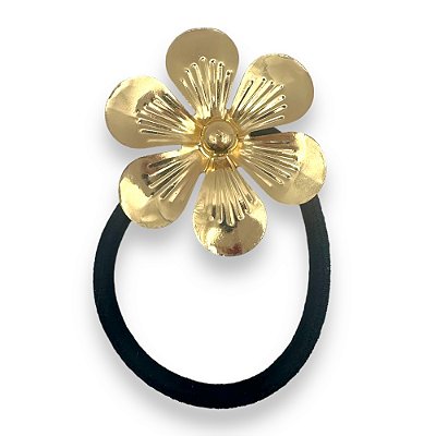 Elástico Ottavia | Elástico de cabelo de metal com flor dourada