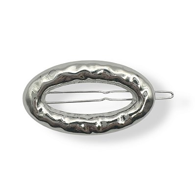 Presilha Ana | Presilha oval prateada texturizada