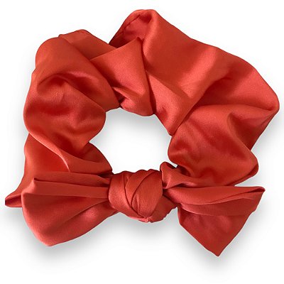 Scrunchie de Cetim com Laço Salmão