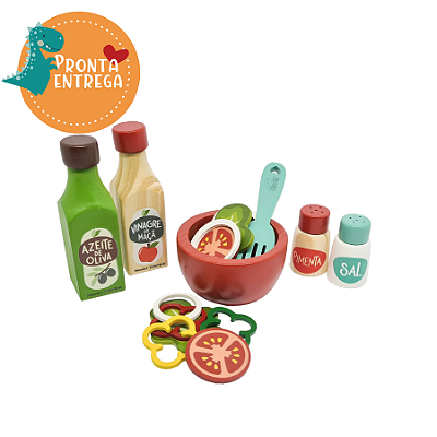 Brinquedo de Madeira Comidinha - Kit SALADA - 16 peças