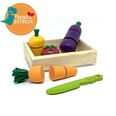 Brinquedo de Madeira Comidinha - Kit LEGUMES COM CORTE