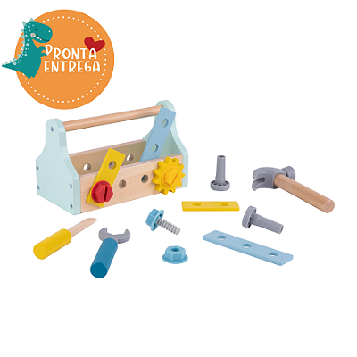 Brinquedo de Madeira - CAIXA DE FERRAMENTAS TOOKY TOY
