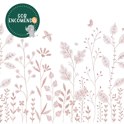 PAINEL de Parede Infantil - JARDIM DE PORCELANA ROSA