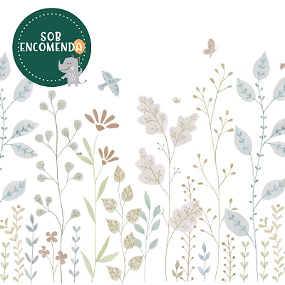 PAINEL de Parede Infantil - JARDIM DE PORCELANA TONS TERROSOS