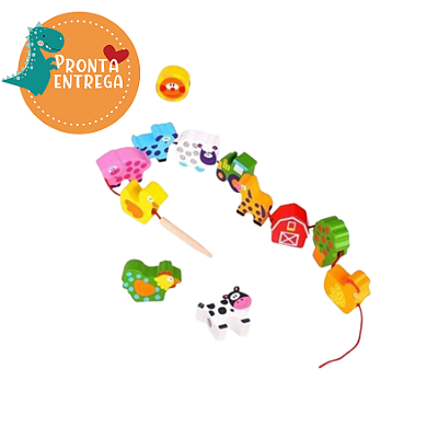 Brinquedo de Madeira - BLOCOS DE LAÇO - FAZENDA - TOOKY TOY