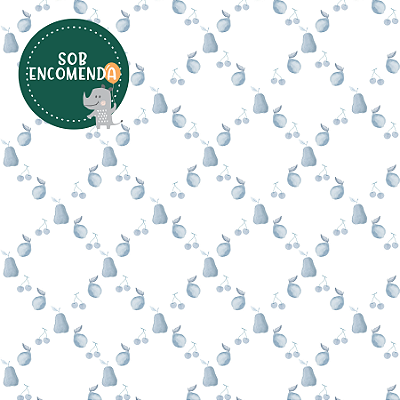 PAPEL de Parede Infantil - FRUTINHAS LOSANGO AZUL