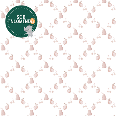 PAPEL de Parede Infantil - FRUTINHAS LOSANGO ROSA