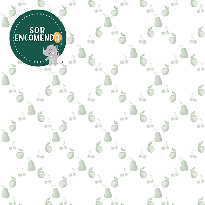 PAPEL de Parede Infantil - FRUTINHAS LOSANGO VERDE