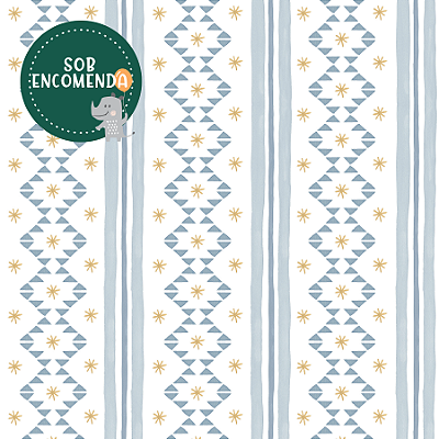 PAPEL de Parede Infantil - LISTRAS E IKAT AZUL