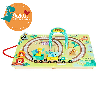 Brinquedo de Madeira - PISTA DE TREM - MESA ABRE E FECHA - Tooky Toy