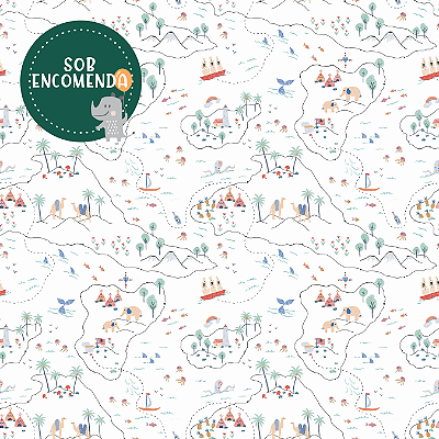 PAPEL de Parede Infantil "Coleção Sheepy" LISTRAS - MAPA DO TESOURO