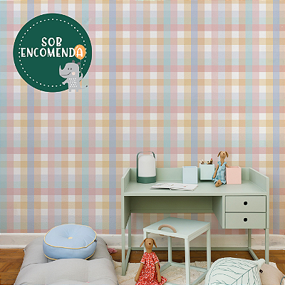 PAPEL de Parede Infantil "Coleção Sheepy" XADREZ PIC NIC