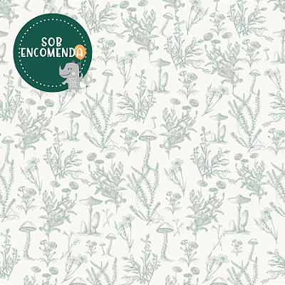 PAPEL de Parede Infantil ARTEO COGUMELO - VERDE