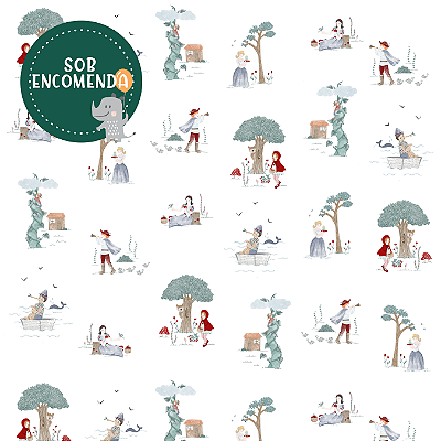 PAPEL de Parede Infantil - CONTOS DE FADAS - VÁRIAS OPÇÕES DE CORES