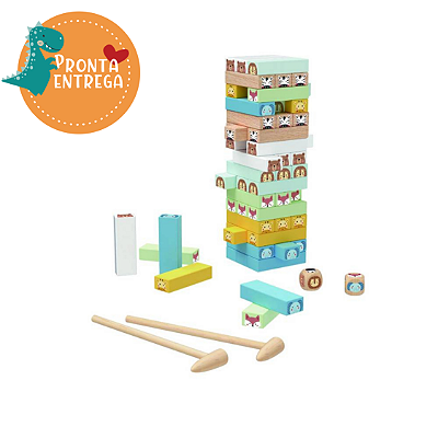 Brinquedo de Madeira - JOGO JENGA - ANIMAIS - TOOKY TOY