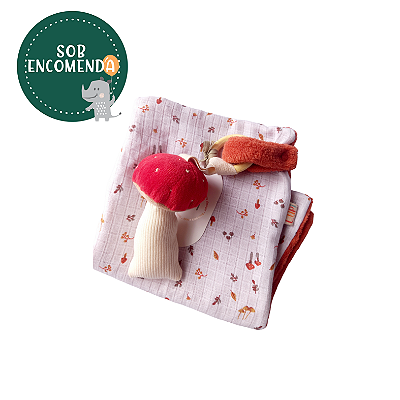 Naninha Sensorial - Fralda de Gaze Dupla Face - COGUMELO