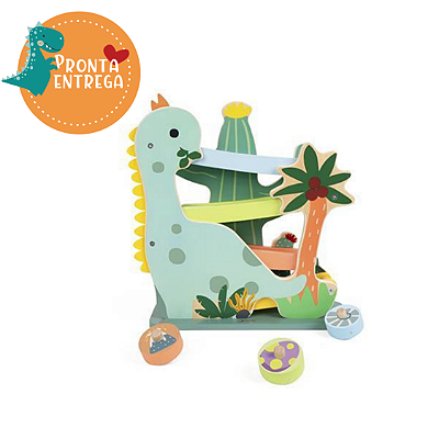 Brinquedo de Madeira - ESCORREGADOR PRÉ HISTÓRICO ROLA BOLINHA - CLASSIC WORLD