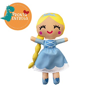 Boneca de Pano Inclusiva - PRINCESA RAPUNZEL | VESTIDO AZUL CLARO - G